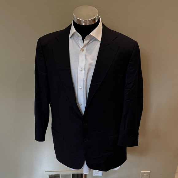 Ermenegildo Zegna mens 46R black pinstripe 3-button suit jacket EUC
